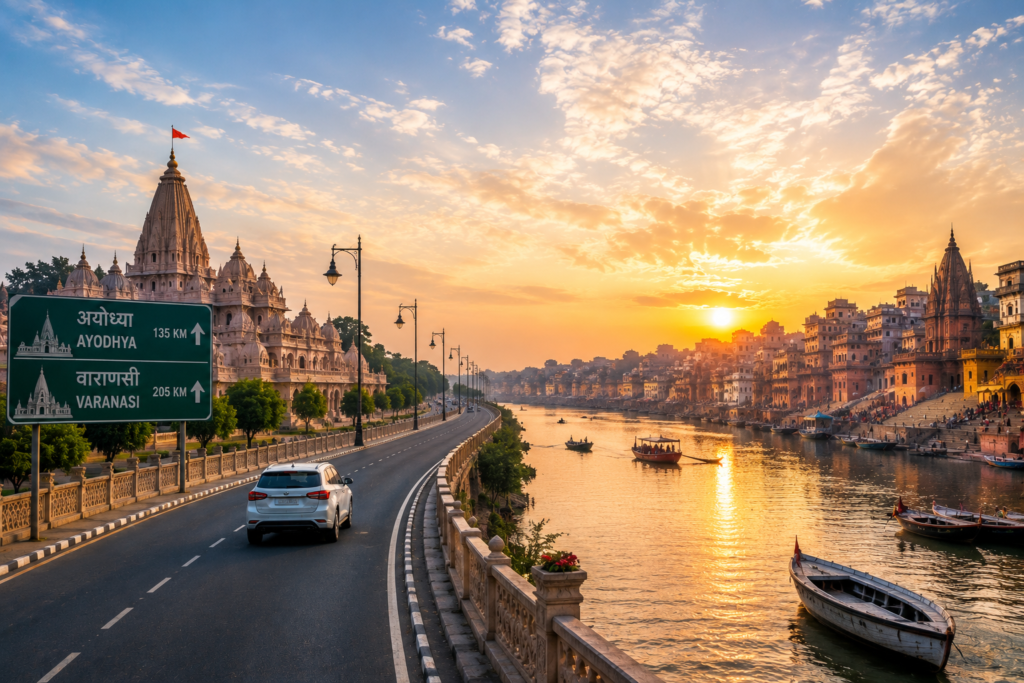 Ayodhya to Varanasi distance 